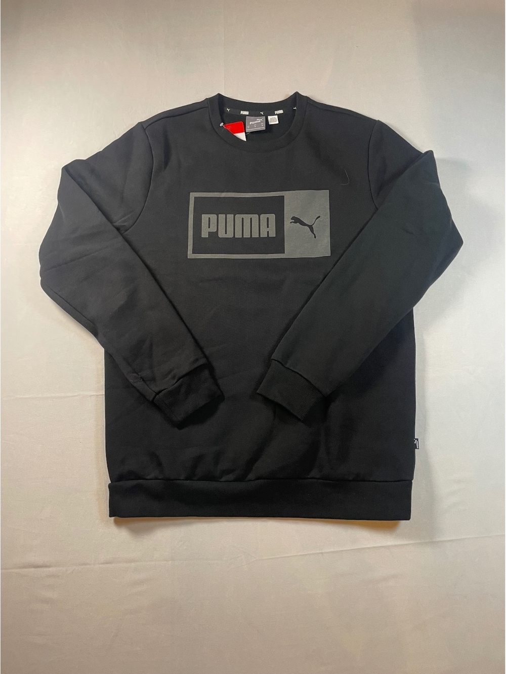 PUMA Mens Split Graphic LS Crew Sweatshirt Black Medium NWT 67383701 Pullover